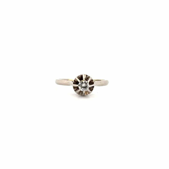 Bague 54 Solitaire Or Blanc Diamants 58 Facettes 15-GS29225