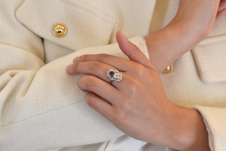 Bague Art Déco saphir et diamants