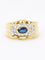 Bague 54.5 Bague godrons or jaune saphir ovale diamants 58 Facettes 1160