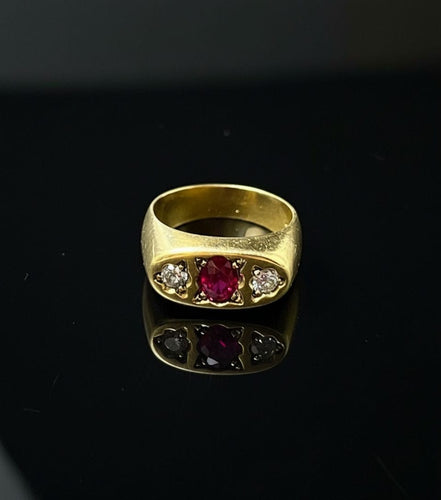 Bague Bague pont avec rubis et diamants, 58 Facettes