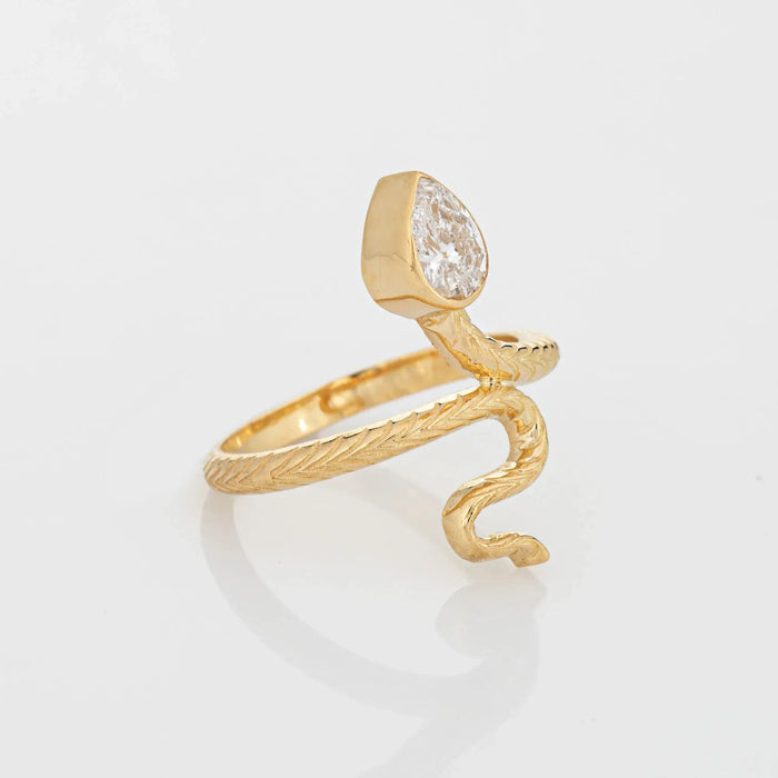 Bague 46 Bague Serpent Estate Or Jaune 18 Carats GIA 0,58ct Diamant 58 Facettes G12709