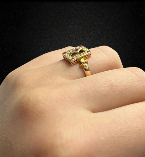 Bague Bague du début du XXe siècle ornée de rubellites et de micro-perles 58 Facettes