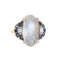 Bague 52.5 Bague rétro années 1940 en or jaune, palladium, diamant, pierre de lune et saphir 58 Facettes G14211