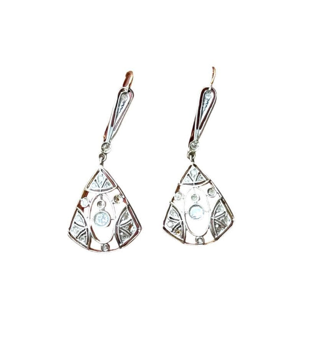 Boucles d'oreilles Boucles d'oreilles anciennes en argent et or avec diamants 58 Facettes