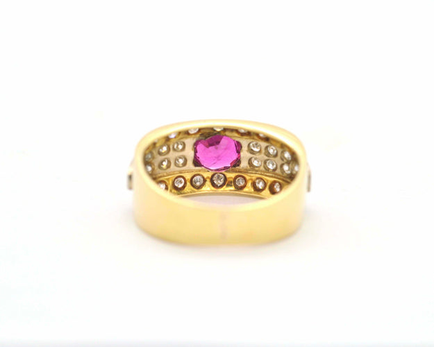Bague Bague en or jaune avec diamants et rubis 58 Facettes