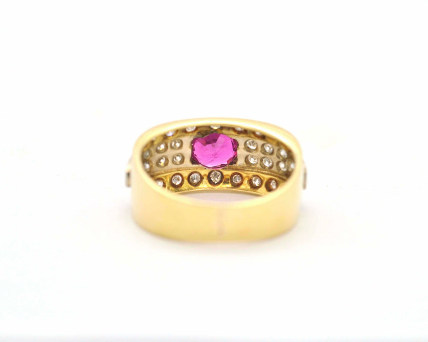 Bague Bague en or jaune avec diamants et rubis 58 Facettes