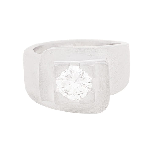 Bague 52 Bague moderniste en or blanc, diamant. 58 Facettes 33844