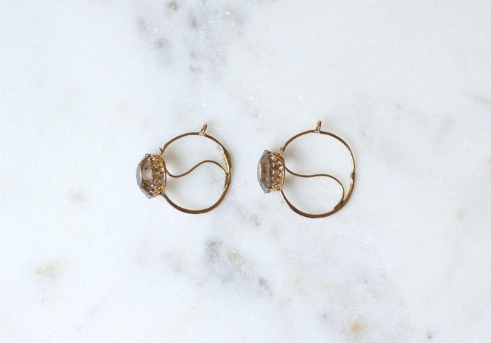 Boucles d'oreilles Boucles d'Oreilles Poissardes Rondes Améthystes sur Or Rose 58 Facettes