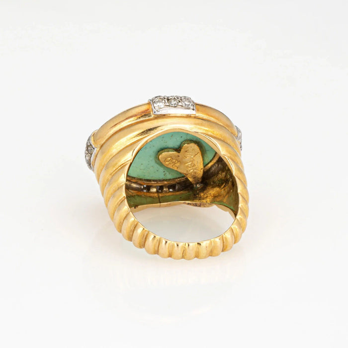 Bague 47 Bague or jaune diamant turquoise 58 Facettes G13578