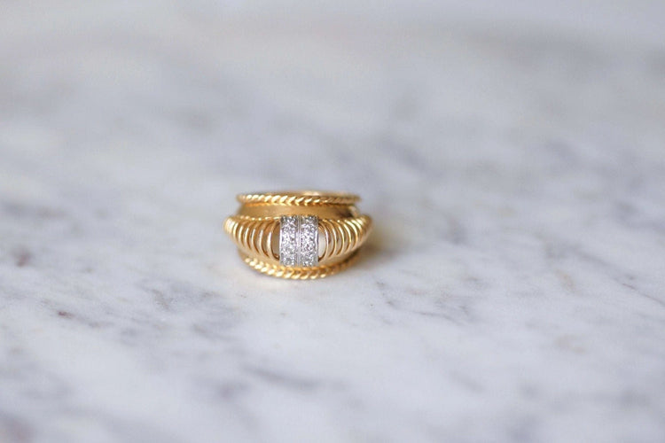 Bague 55 Bague fil vintage or rose et diamants 58 Facettes