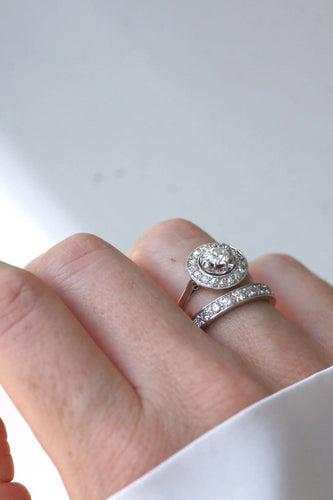 Bague Alliance Diamants Art Déco Platine 58 Facettes