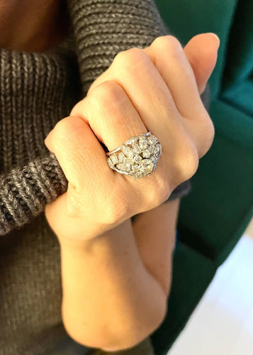 Bague Bague Dome Diamants Vintage 58 Facettes