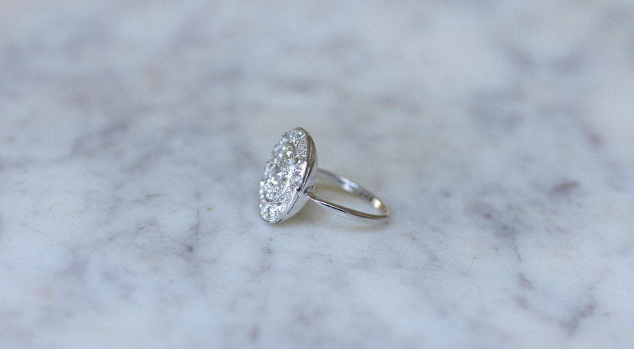 Bague Cible Ronde Art Deco Diamants 1,60 Cts