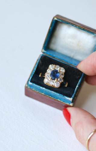 Bague 54 Bague Rectangulaire or rose Saphir 1,10 Cts et Diamants 58 Facettes