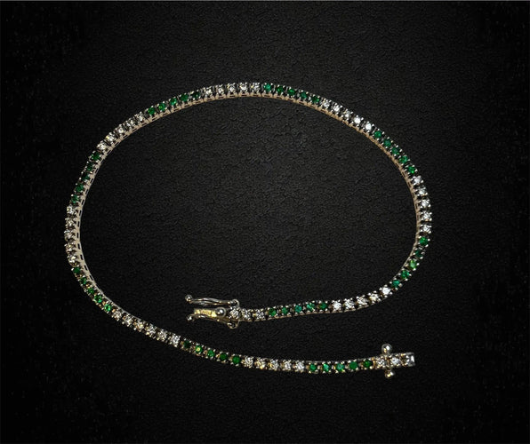 Bracelet Diamants de tennis et tsavorites 58 Facettes
