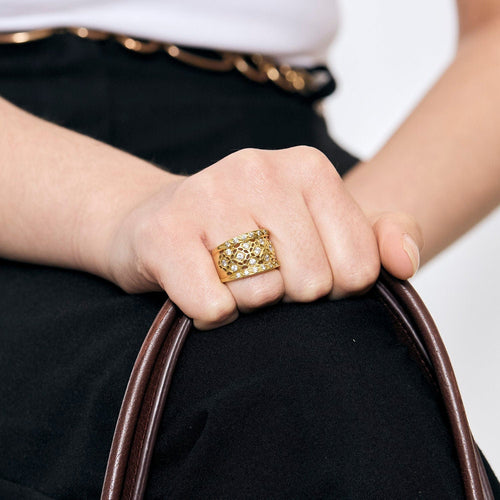 Bague 54 Bague bandeau or jaune et diamants 58 Facettes ASN03854