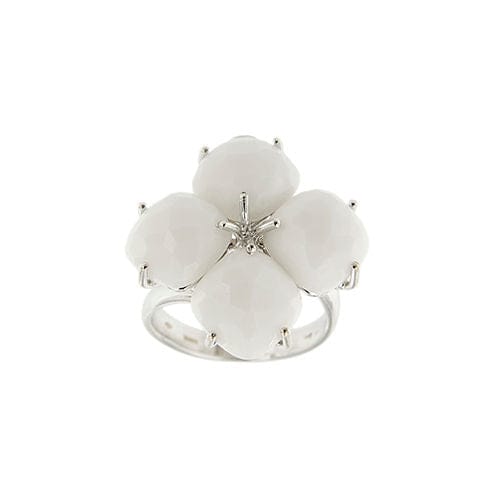 Bague fleurie en onyx blanc