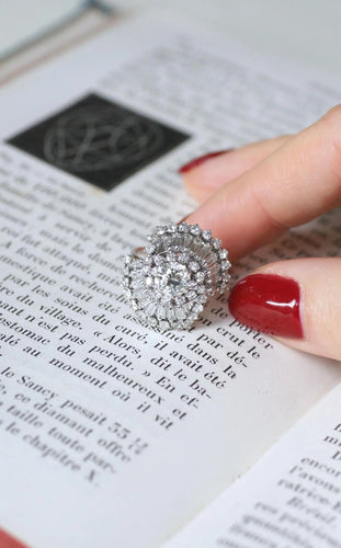 Bague Bague Jupe or blanc diamants baguettes 58 Facettes