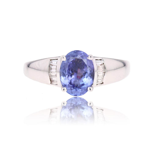 Bague 52 Bague tanzanite diamants or blanc 58 Facettes 25-089