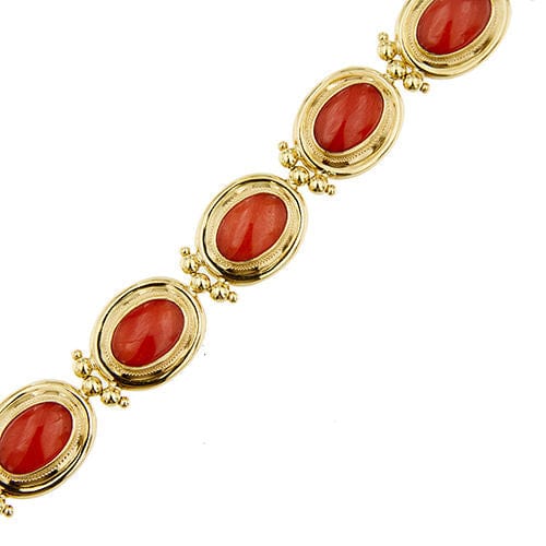 Bracelet Bracelet en or jaune avec corail rouge 58 Facettes 39982