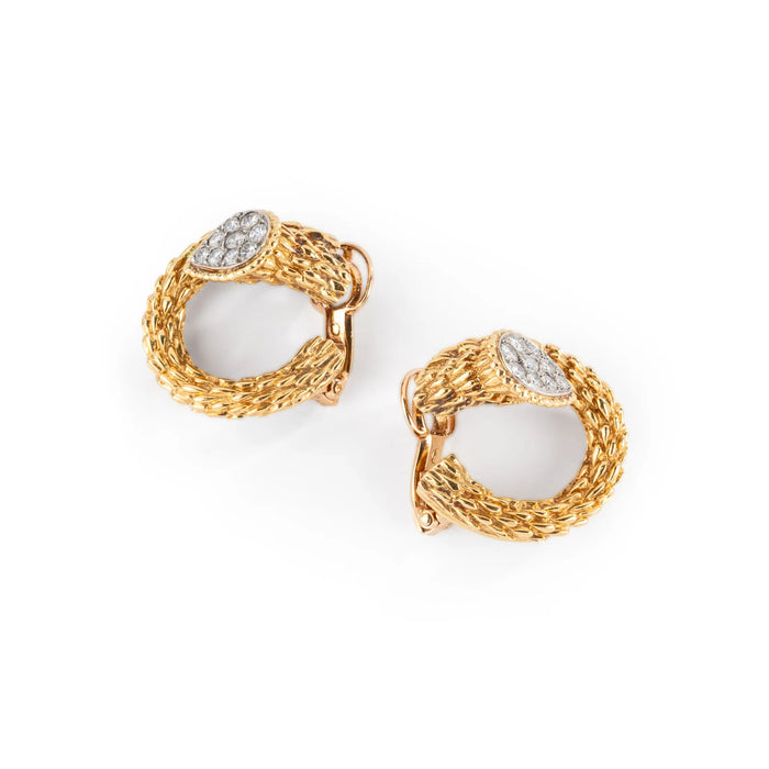 Boucheron - Boucles d'oreilles Vintage Serpent Bohème or jaune et diamants