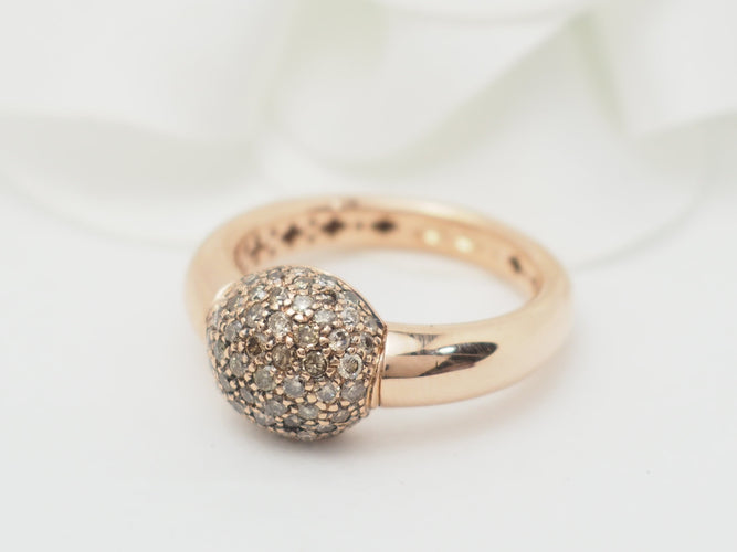 Bague 48 Bague boule en or rose et diamants cognac 58 Facettes 33256