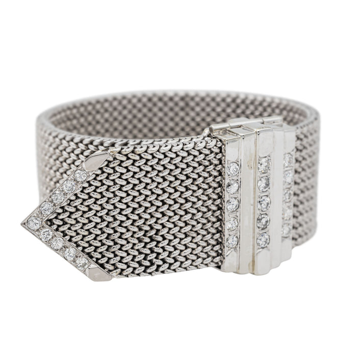 Bracelet Manchette Or blanc Diamant