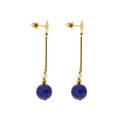 Boucles d'oreilles avec perles et lapis-lazuli