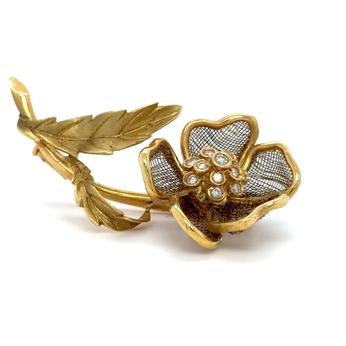 Broche Broche Or Jaune - Forme Fleur - Diamants 58 Facettes RÉF 11019/14