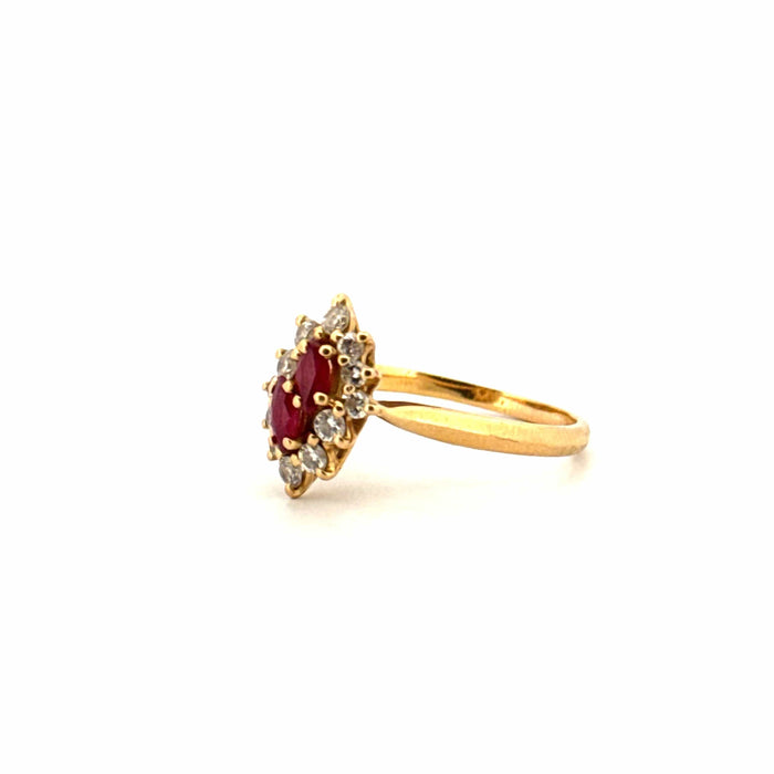 Bague 57 Bague Pompadour or jaune rubis diamants 58 Facettes 80-GS38482