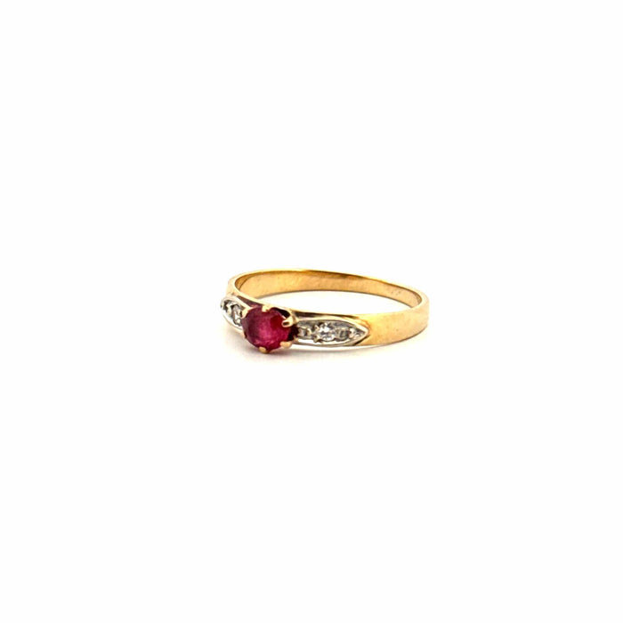 Solitaire or jaune rubis diamants