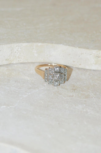 Bague 62 Bague Art Déco Tank Escalier or rose, platine, diamants 58 Facettes