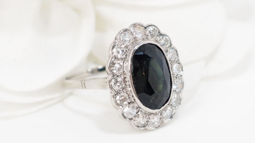 Bague 58 Bague Pompadour en platine saphir et diamants 58 Facettes 32635