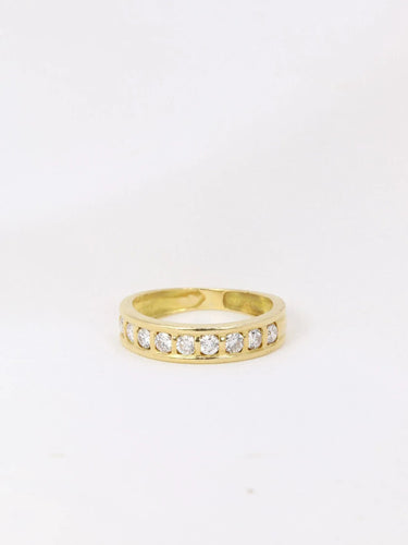 Bague 51 Demi-Alliance américaine en or blanc et diamants 0,45 ct 58 Facettes J77