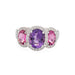 Ring 53 Amethyst Pink Tourmaline Diamond Trilogy Estate Ring 58 Facettes G12651