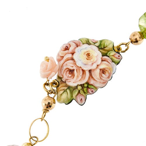 Bracelet avec fleur en émail et pierres précieuses