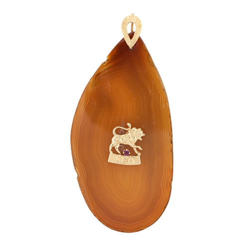 Pendentif Pendentif Lion en or jaune et agate des années 70 58 Facettes G12338