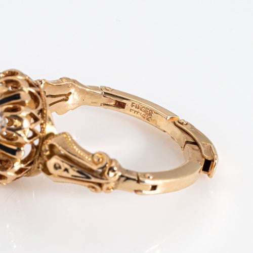 Bague 59 Bague en or jaune avec diamants de style victorien antique, bijoux fins 58 Facettes G13722