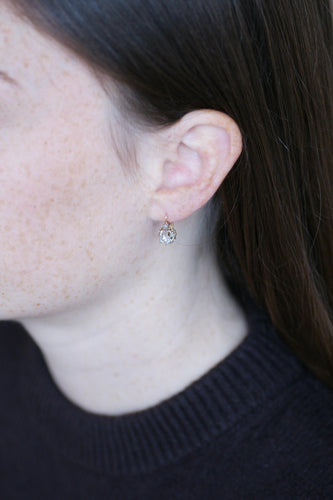 Boucles d'oreilles Dormeuses Anciennes Or Rose et Diamants taille rose 58 Facettes