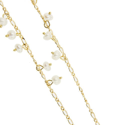 Collier en or jaune avec perles et pierres précieuses