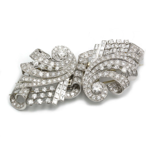 Broche Broche Double Clip Art Déco - Or, platine & diamants 58 Facettes 240117R
