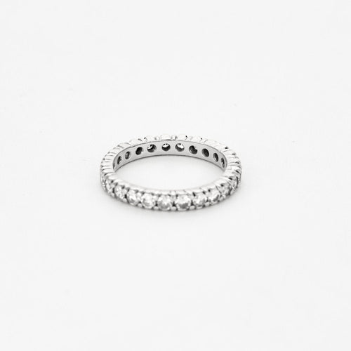 Bague 53,5 Alliance Américaine or blanc et diamants 58 Facettes ROM11862