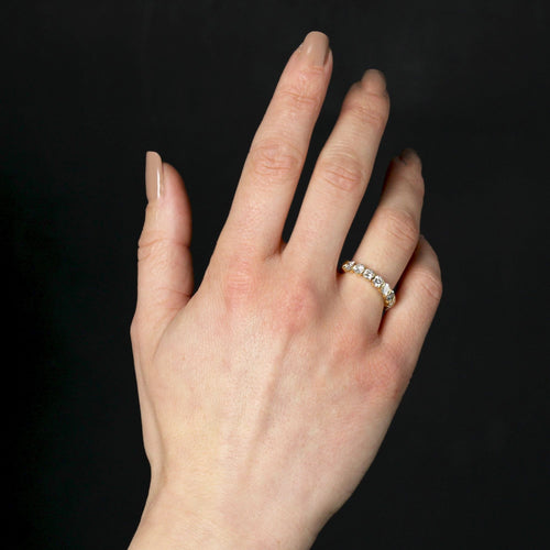 Bague 53 Demi alliance diamants or jaune 58 Facettes 25-010