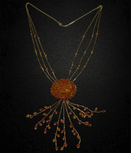 Collier Collier multi-rangs avec pendentif en ambre 58 Facettes