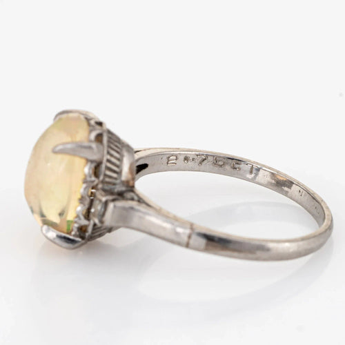 Bague 52 Bague diamant opale gelée naturelle 2,75 ct platine 58 Facettes G11958