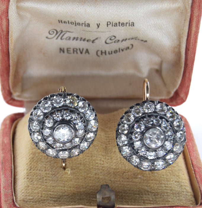 Boucles d'oreilles Boucles d'oreilles en or jaune, argent et diamants de l'époque victorienne 58 Facettes