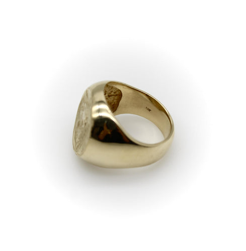 Chevalière vintage en or 14 carats avec tête de lion