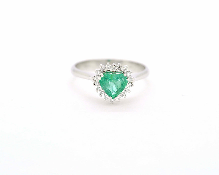 Bague Bague avec émeraude coeur zambien et diamants 58 Facettes