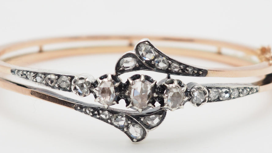 Bracelet Bracelet ancien du XIX ème siècle en or rose et argent serti de diamants 58 Facettes 32755