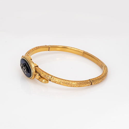 Bracelet Bracelet antique Belle Époque en or jaune 18 carats avec diamants et bijoux floraux 58 Facettes G13943